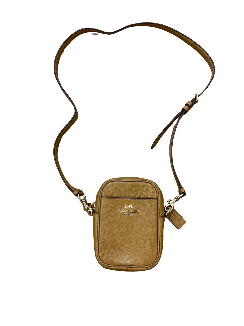 Coach Kitt Messenger Crossbody Bag Small Tan Leather Phone Bag F80589